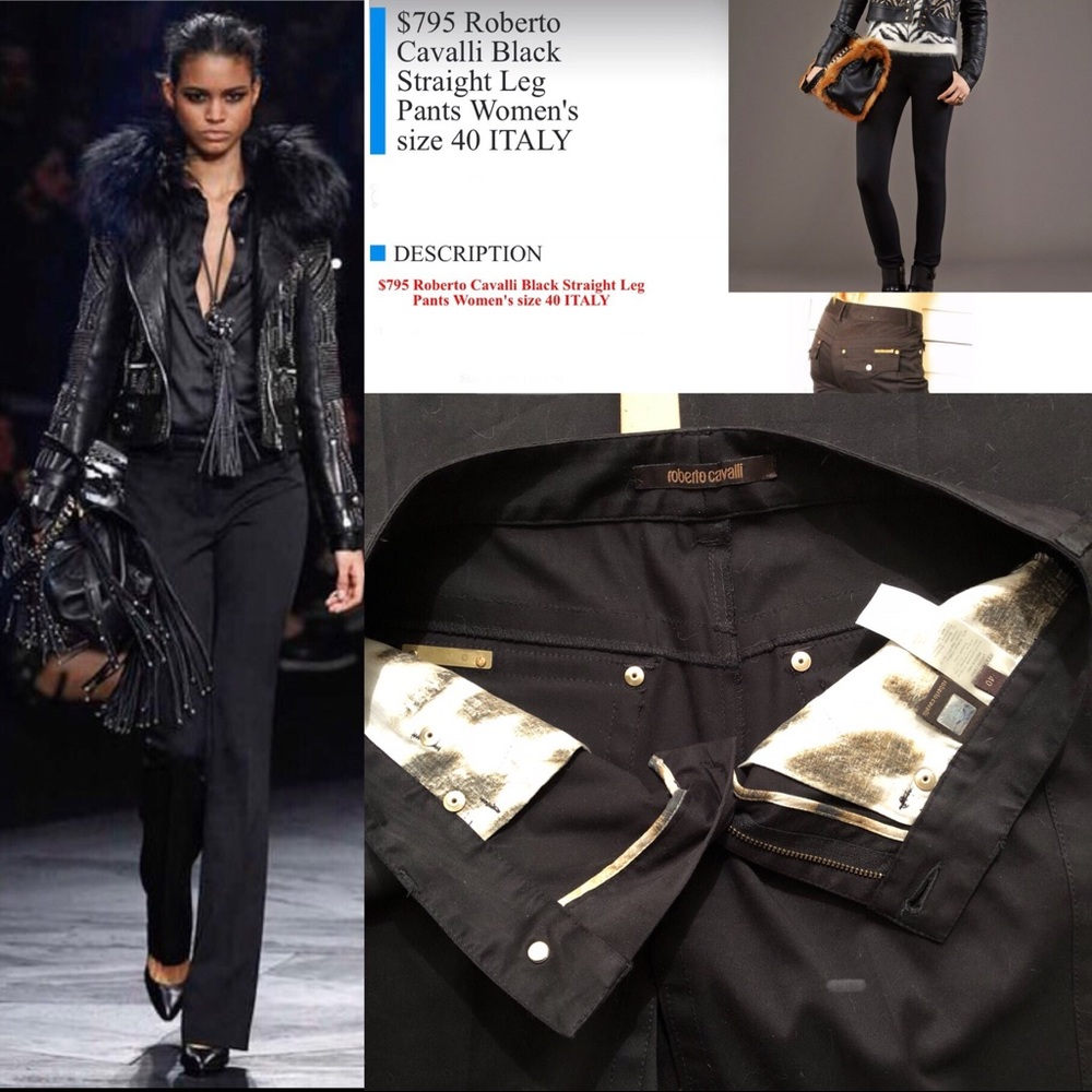 Roberto Cavalli Black Straight Leg Pants - Picture 7 of 8